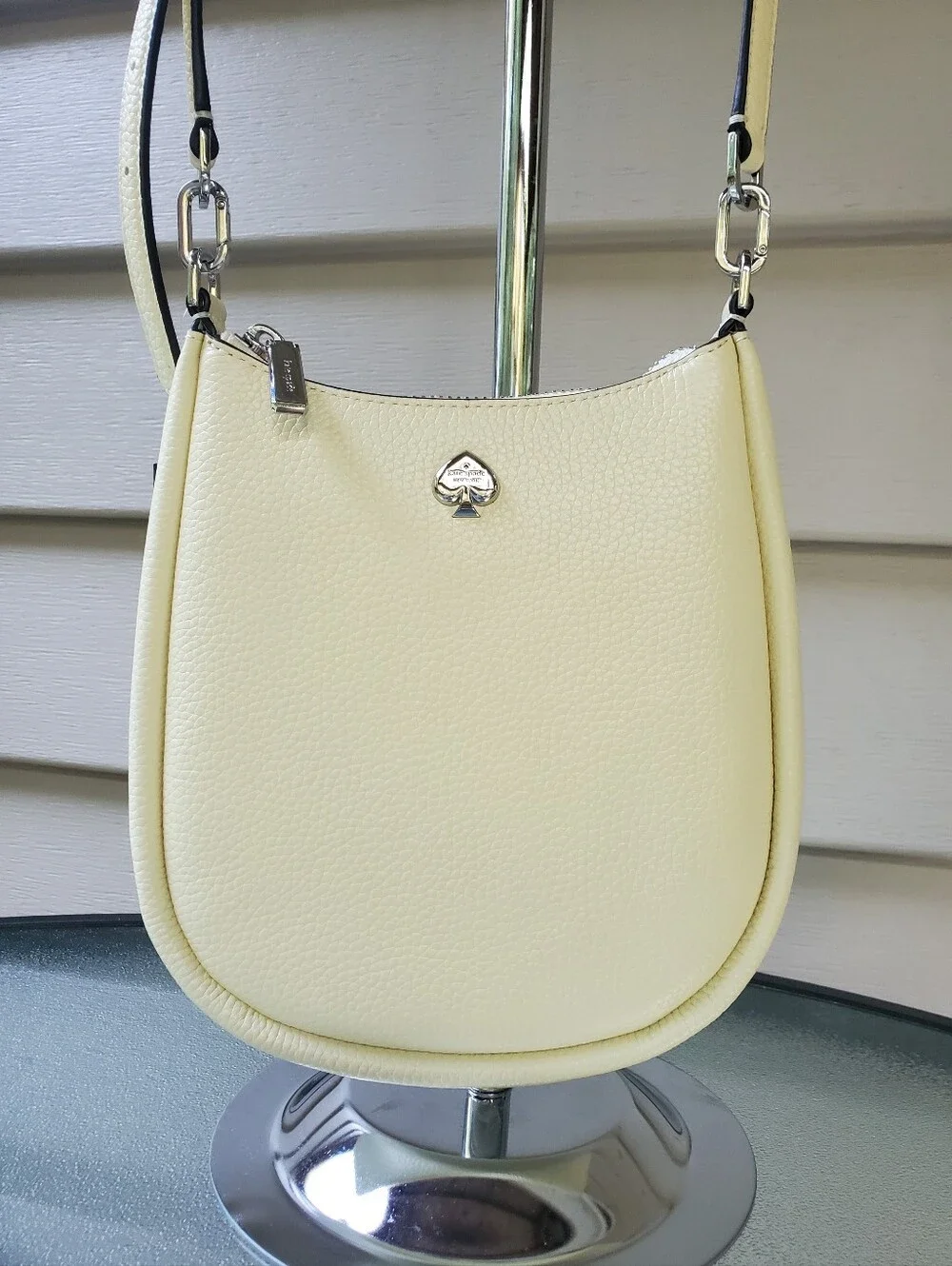Kayla Lemon Fondant Small Crossbody Bag In Pebbled Leather  & Adjustable Strap